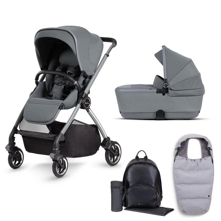 Silver Cross Dune Pushchair - Glacier-Strollers-Fashion Pack-First Bed Folding Carrycot | Natural Baby Shower