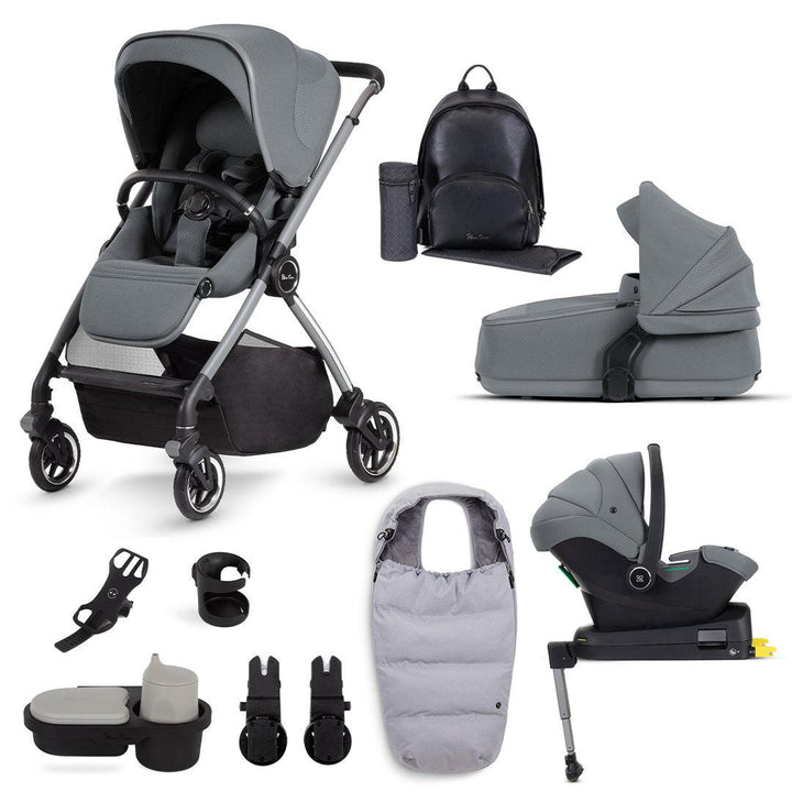 Silver Cross Dune Ultimate Travel System Bundle - Glacier-Travel Systems-Compact Folding Carrycot- | Natural Baby Shower