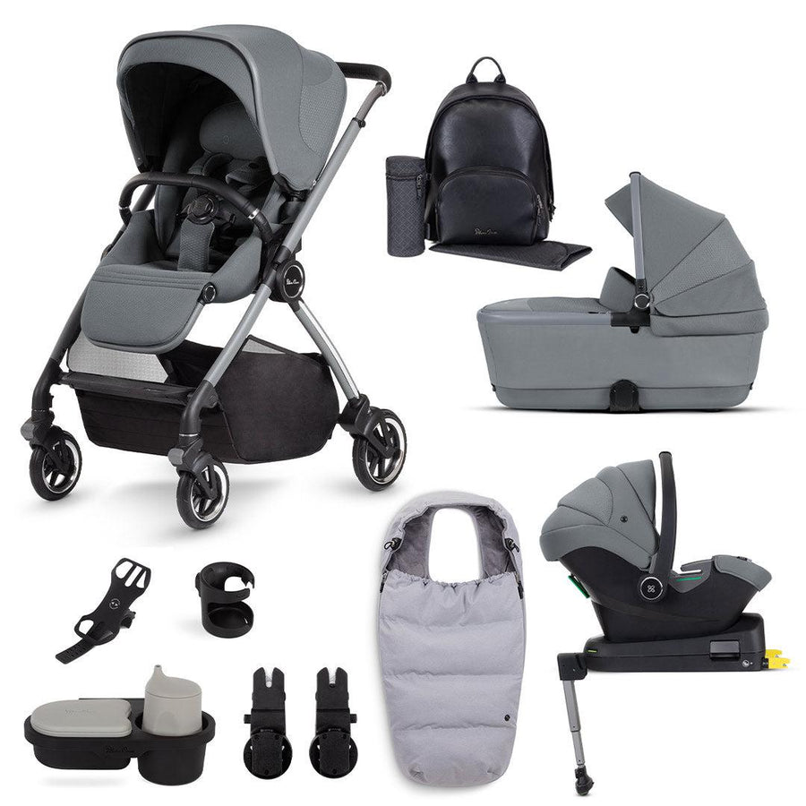 Silver Cross Dune Ultimate Travel System Bundle - Glacier-Travel Systems-First Bed Folding Carrycot- | Natural Baby Shower