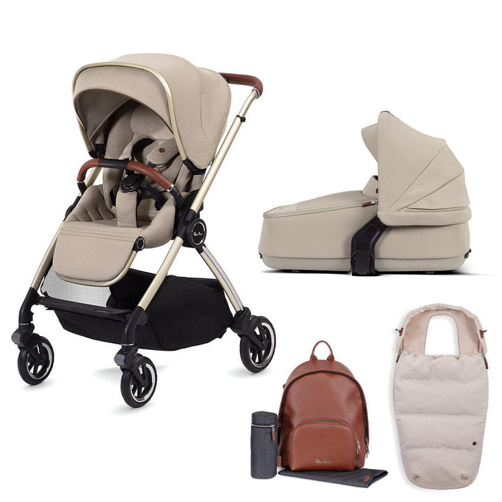 Silver Cross Dune Pushchair - Stone-Strollers-Fashion Pack-Compact Folding Carrycot | Natural Baby Shower