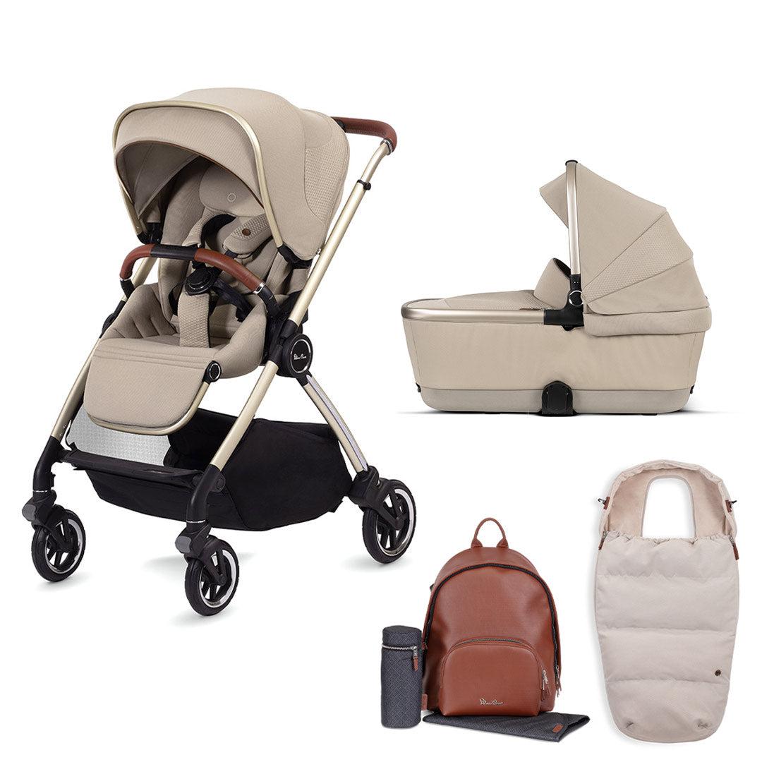 Silver Cross Dune Pushchair - Stone-Strollers-Fashion Pack-First Bed Folding Carrycot | Natural Baby Shower