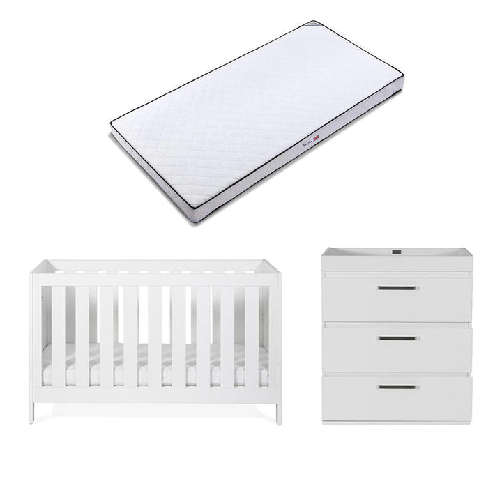 Silver Cross Cot Bed + Dresser - Finchley White-Nursery Sets-Classic Mattress- | Natural Baby Shower