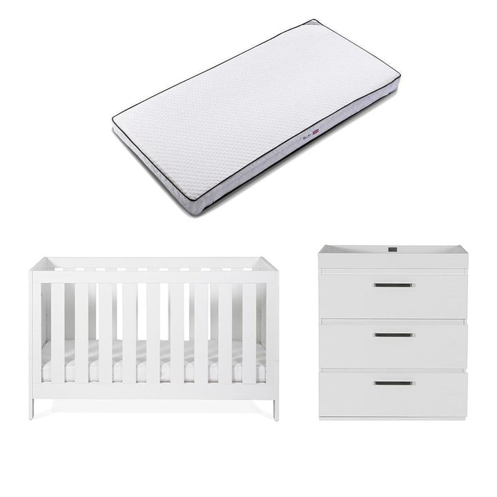 Silver Cross Cot Bed + Dresser - Finchley White-Nursery Sets-Premium Mattress- | Natural Baby Shower