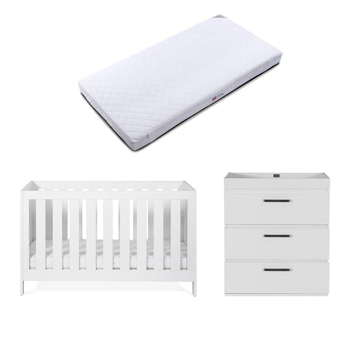 Silver Cross Cot Bed + Dresser - Finchley White-Nursery Sets-Superior Mattress- | Natural Baby Shower