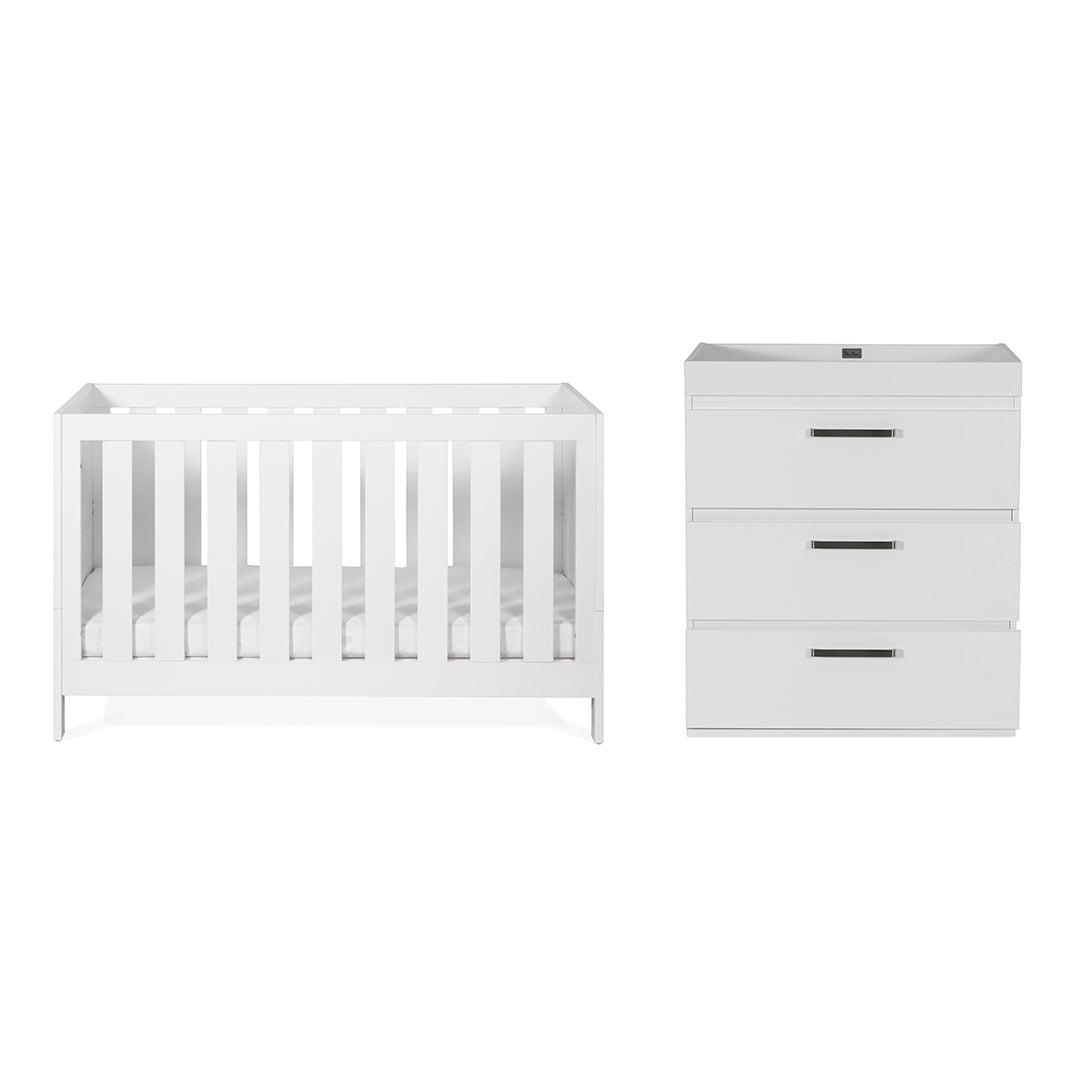 Silver Cross Cot Bed + Dresser Finchley White Natural Baby Shower