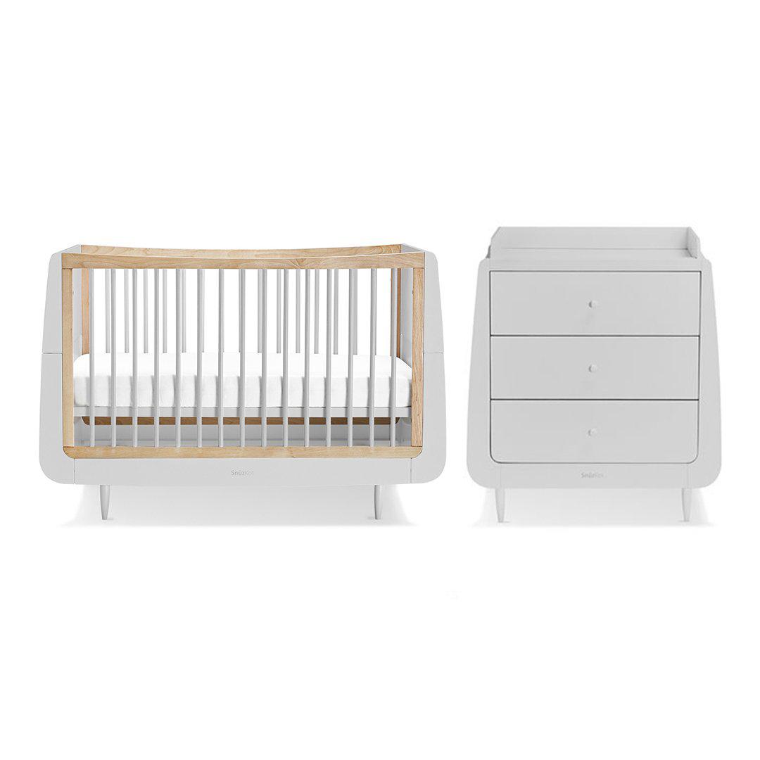 SnuzKot Skandi 2 Piece Nursery Furniture Set - Skandi Grey-Nursery Sets- | Natural Baby Shower