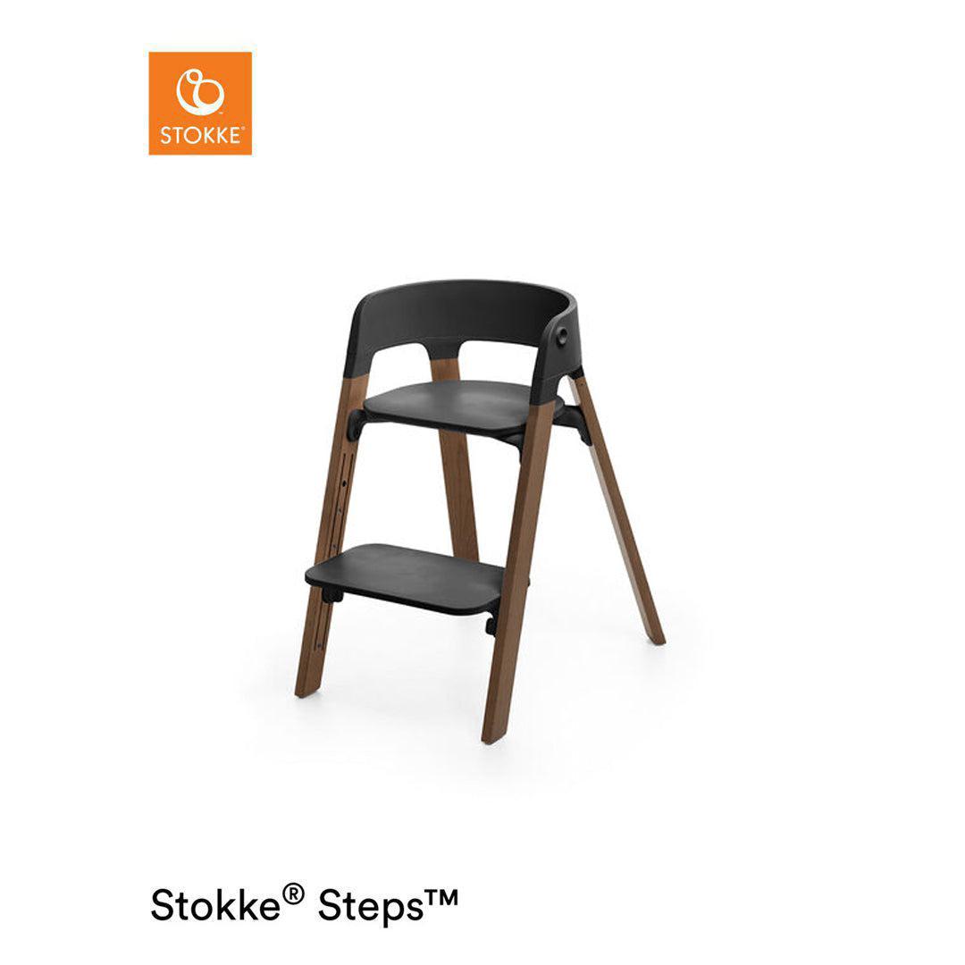 Stokke Steps Chair + Bouncer Bundle - Black/Golden Brown-Highchairs-Black/Golden Brown-Soft Sage Bouncer | Natural Baby Shower