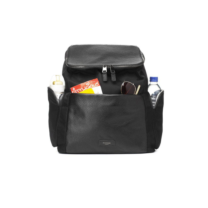 Storksak Alyssa Changing Backpack - Black + Gunmetal-Changing Bags- | Natural Baby Shower
