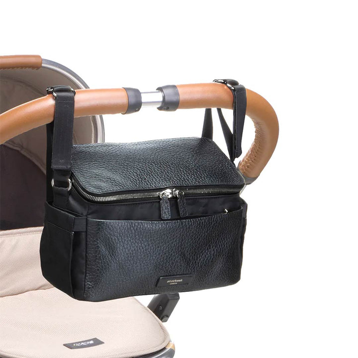 Storksak Alyssa Stroller Organiser - Black + Gunmetal-Stroller Organisers- | Natural Baby Shower