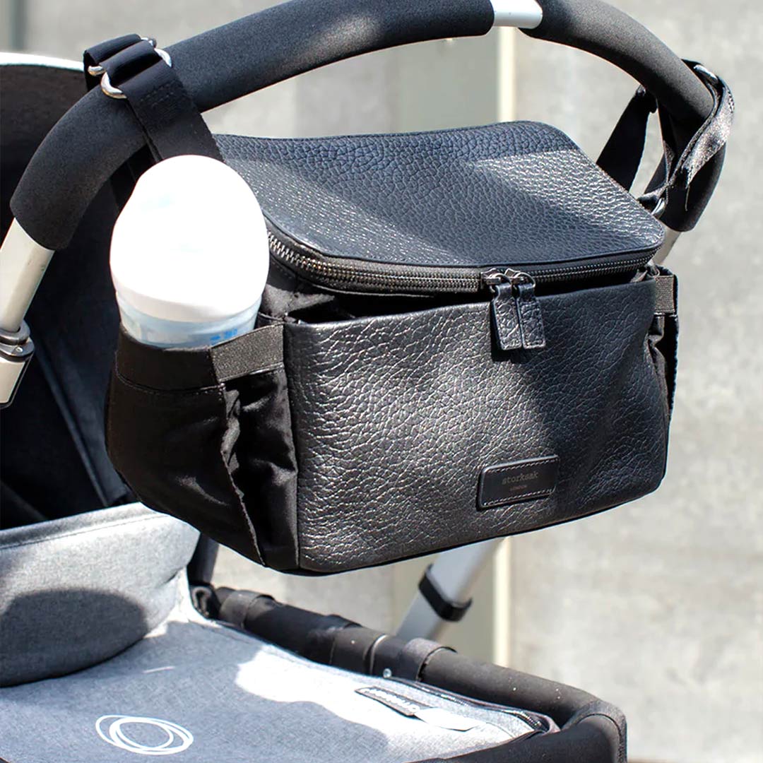 Storksak Alyssa Stroller Organiser - Black + Gunmetal-Stroller Organisers- | Natural Baby Shower