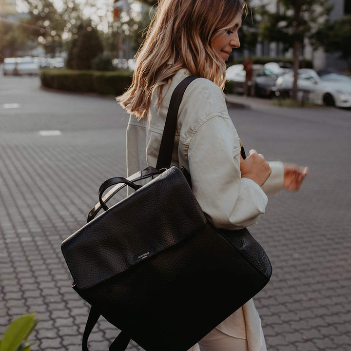 Storksak St James Leather Backpack Changing Bag - Black-Changing Bags- | Natural Baby Shower