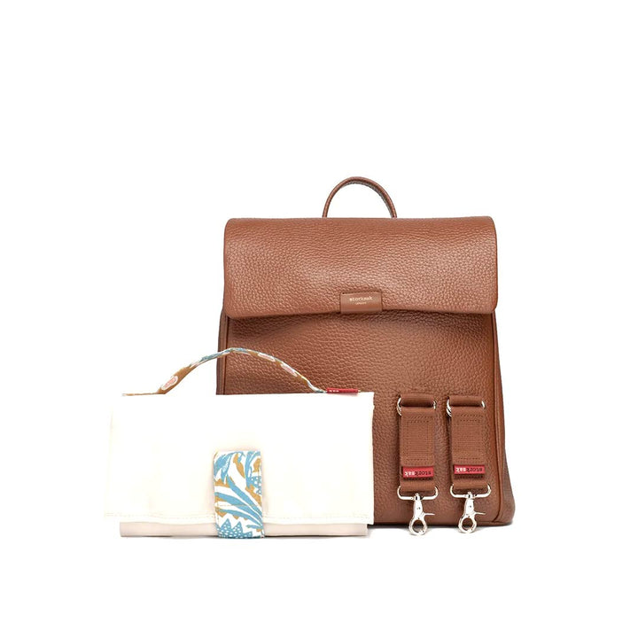 Storksak St James Leather Backpack Changing Bag - Tan-Changing Bags- | Natural Baby Shower