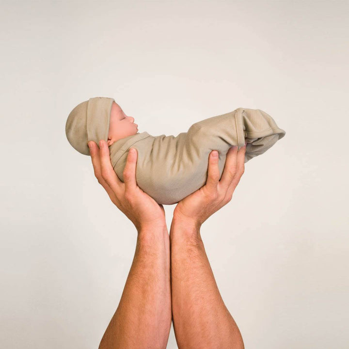 Merino Kids Cocooi Swaddle & Hat - Honey Oat Melange-Swaddling Wraps-Default- | Natural Baby Shower