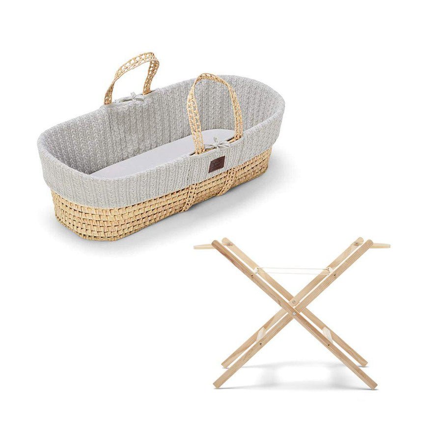 The Little Green Sheep Organic Knitted Moses Basket Bundle - Dove-Moses Baskets- | Natural Baby Shower