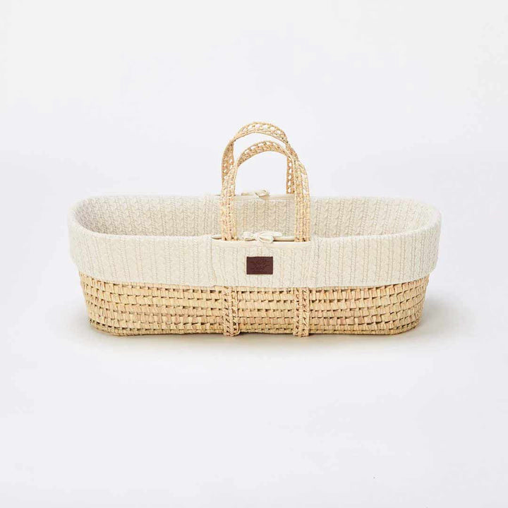 The Little Green Sheep Organic Knitted Moses Basket + Rocking Stand - Linen-Moses Baskets- | Natural Baby Shower