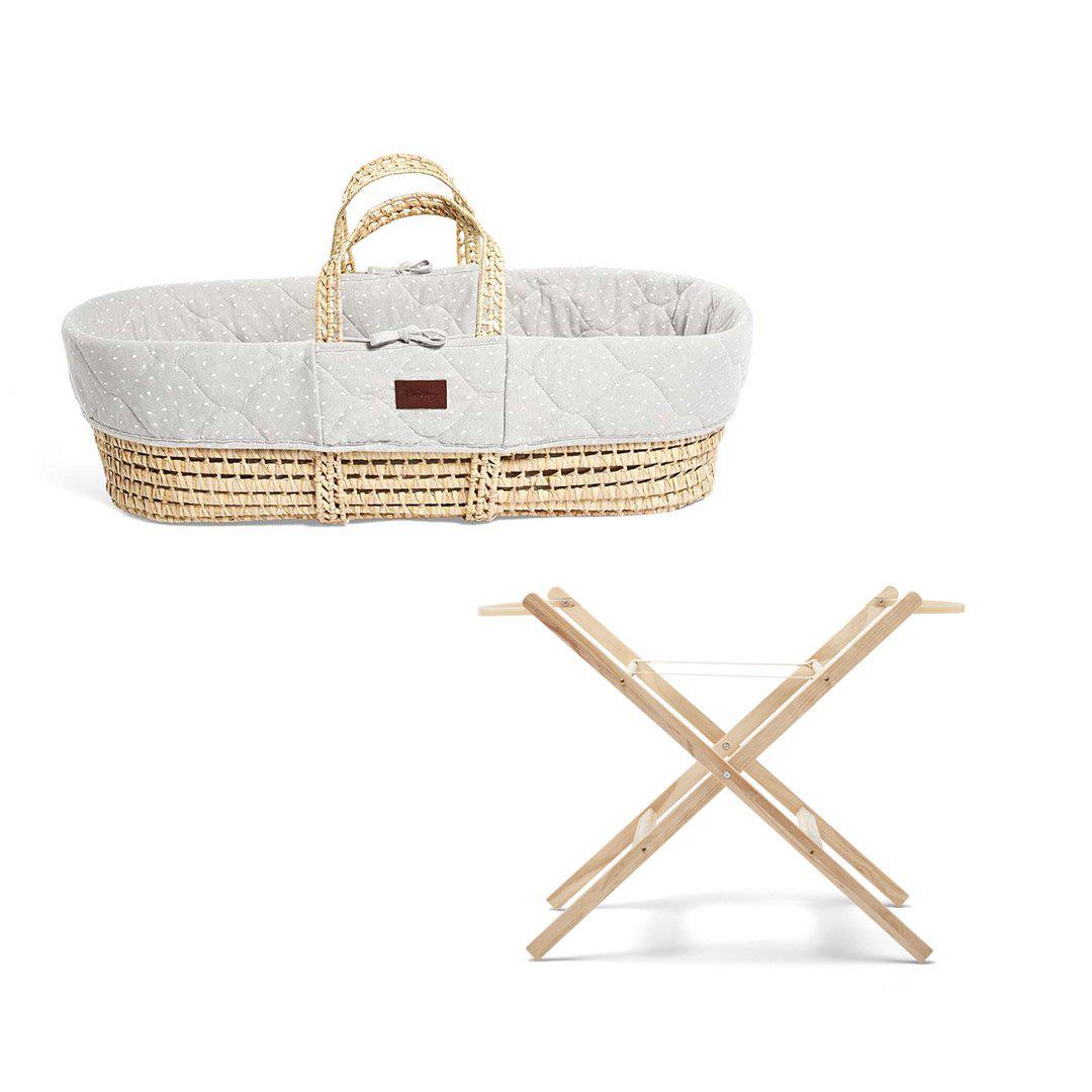 The Little Green Sheep Quilted Moses Basket Bundle - Dove Rice-Moses Baskets- | Natural Baby Shower