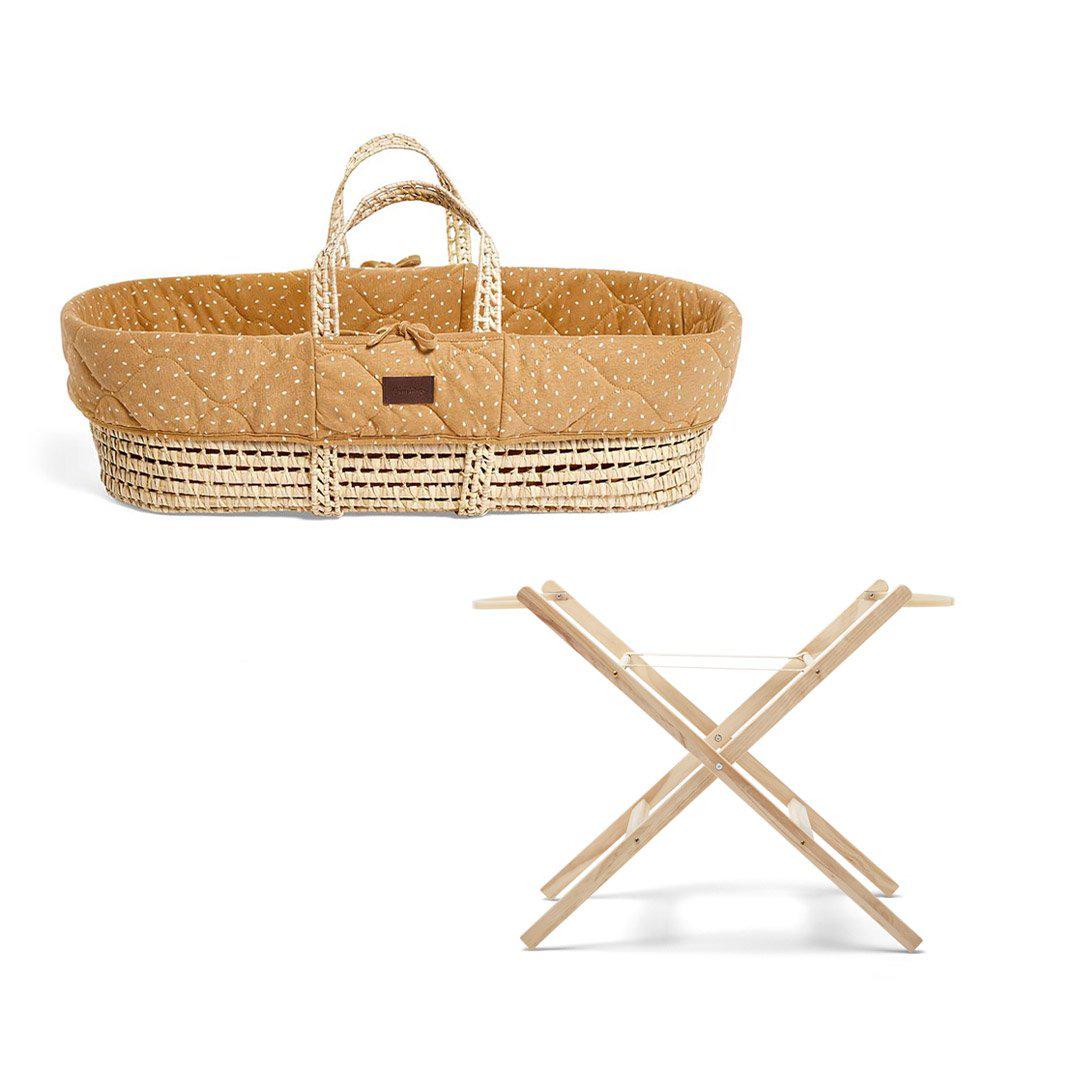 The Little Green Sheep Quilted Moses Basket Bundle - Honey Rice-Moses Baskets- | Natural Baby Shower