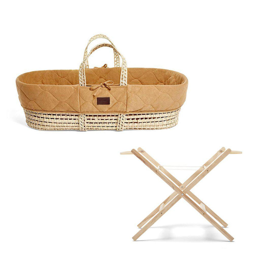 The Little Green Sheep Quilted Moses Basket Bundle - Honey-Moses Baskets- | Natural Baby Shower
