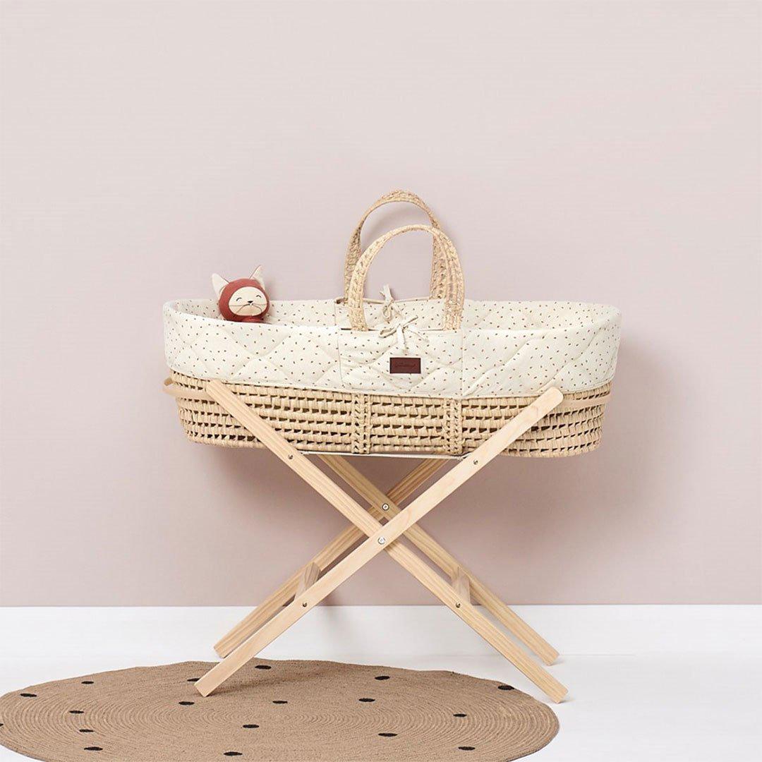 The Little Green Sheep Quilted Moses Basket Bundle - Linen Rice-Moses Baskets- | Natural Baby Shower