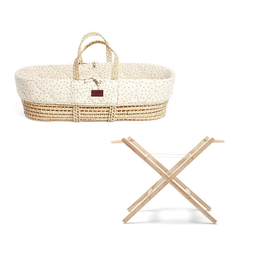 The Little Green Sheep Quilted Moses Basket Bundle - Linen Rice-Moses Baskets- | Natural Baby Shower