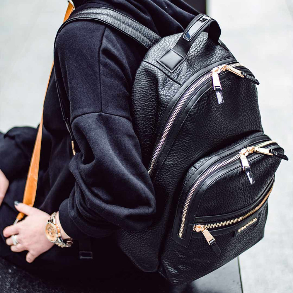 Tiba + Marl Elwood Changing Backpack - Black + Gold-Changing Bags- | Natural Baby Shower
