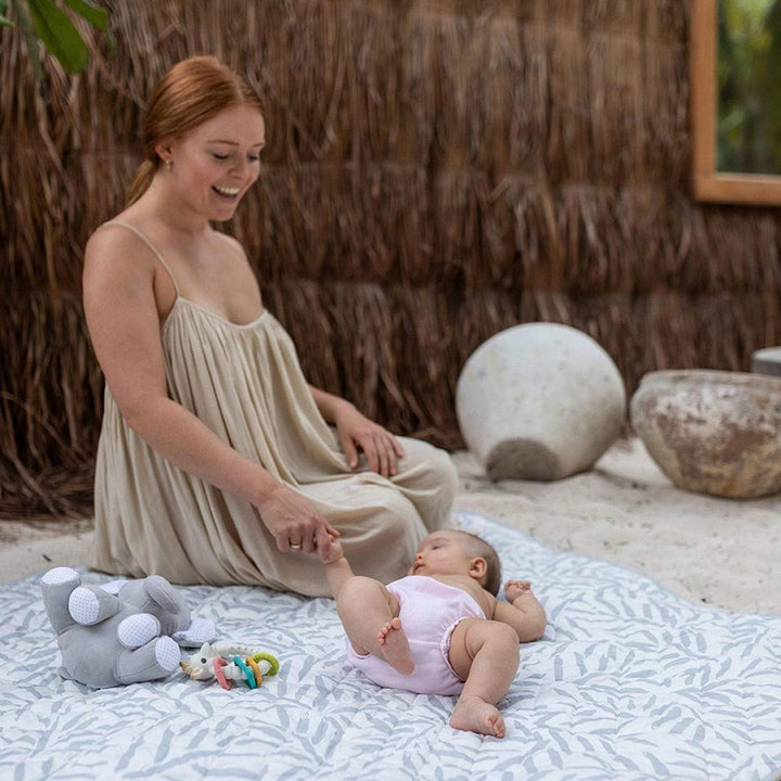 Toddlekind Ocean Pretty Practical Indoor/Outdoor Organic Travel Mat - Stone-Travel Changing Mats- | Natural Baby Shower