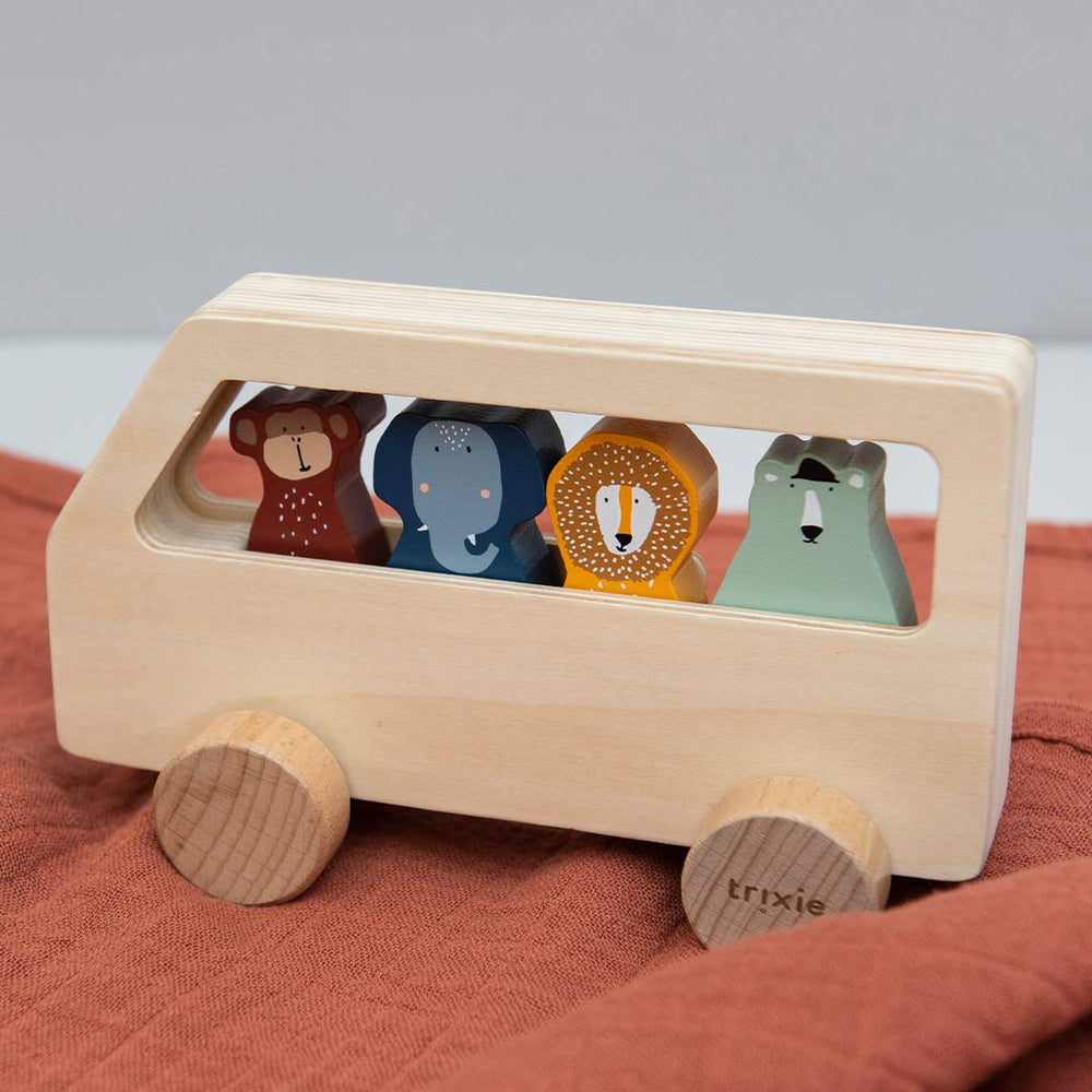 Trixie Wooden Animal Bus-Shape Sorters- | Natural Baby Shower