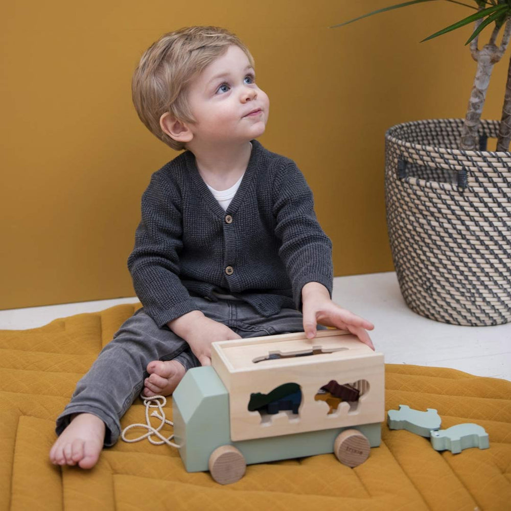 Trixie Wooden Animal Truck-Stacking Toys- | Natural Baby Shower