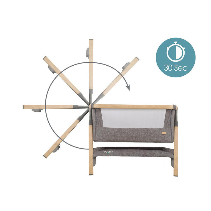 Tutti Bambini CoZee Bedside Crib - Oak and Charcoal-Bedside Cribs-Oak and Charcoal- | Natural Baby Shower
