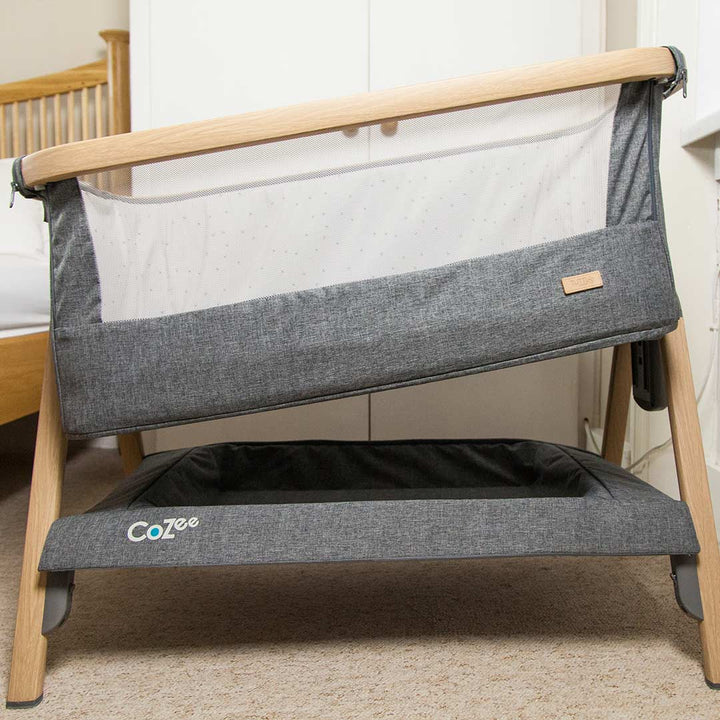 Tutti Bambini CoZee Bedside Crib - Oak and Charcoal-Bedside Cribs-Oak and Charcoal- | Natural Baby Shower