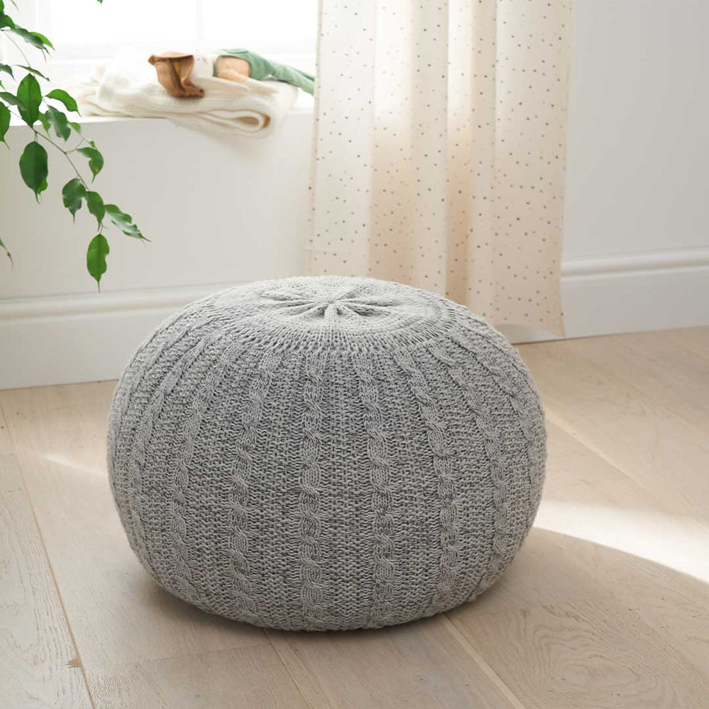 Tutti Bambini Knitted Pouffe - Pebble - Grey-Feeding Chairs-Pebble/Grey- | Natural Baby Shower