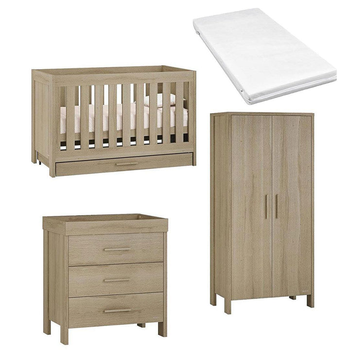 Venicci Forenzo Cot Bed + Chest + Wardrobe - Honey Oak-Nursery Sets-Venicci Eco Fibre Mattress- | Natural Baby Shower