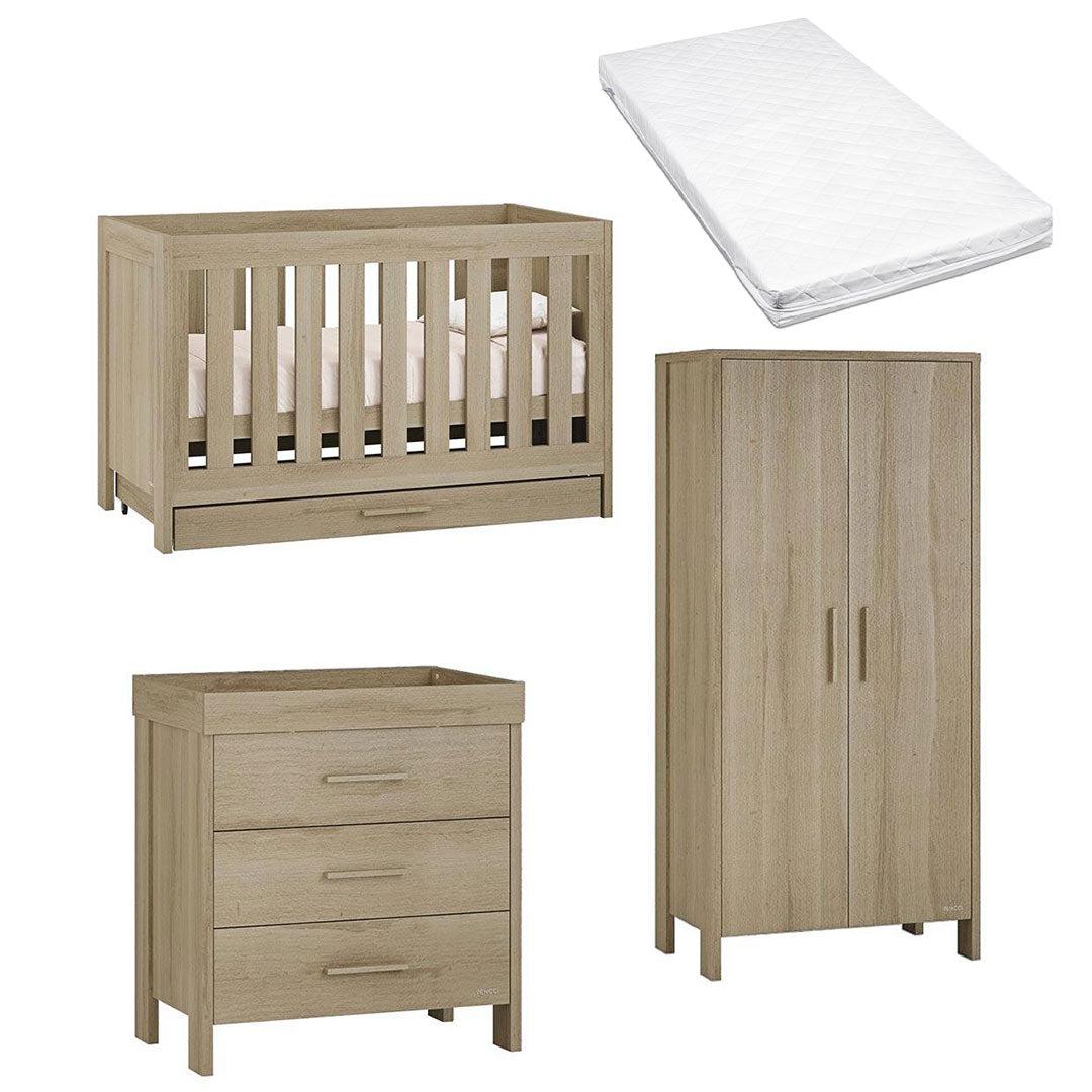 Venicci Forenzo Cot Bed + Chest + Wardrobe - Honey Oak-Nursery Sets-Venicci Luxury Sprung Mattress- | Natural Baby Shower