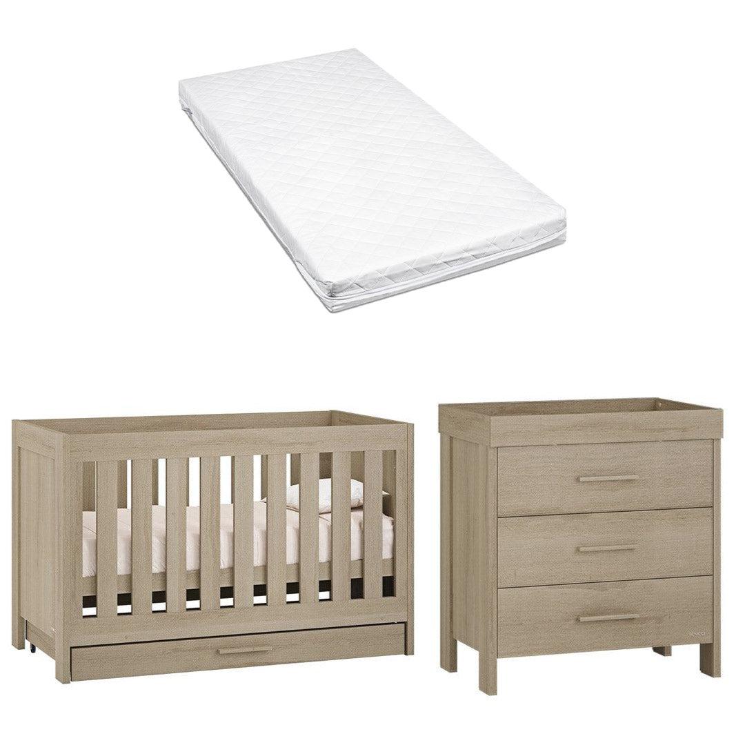 Venicci Forenzo Cot Bed + Chest - Honey Oak-Nursery Sets-Venicci Luxury Sprung Mattress- | Natural Baby Shower