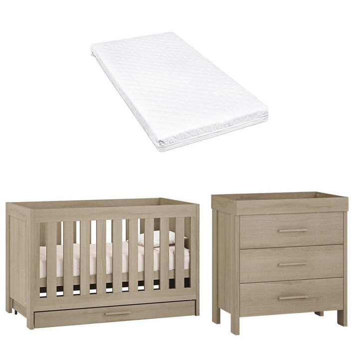 Venicci Forenzo Cot Bed + Chest - Honey Oak-Nursery Sets-Venicci Premium Pocket Sprung Mattress- | Natural Baby Shower