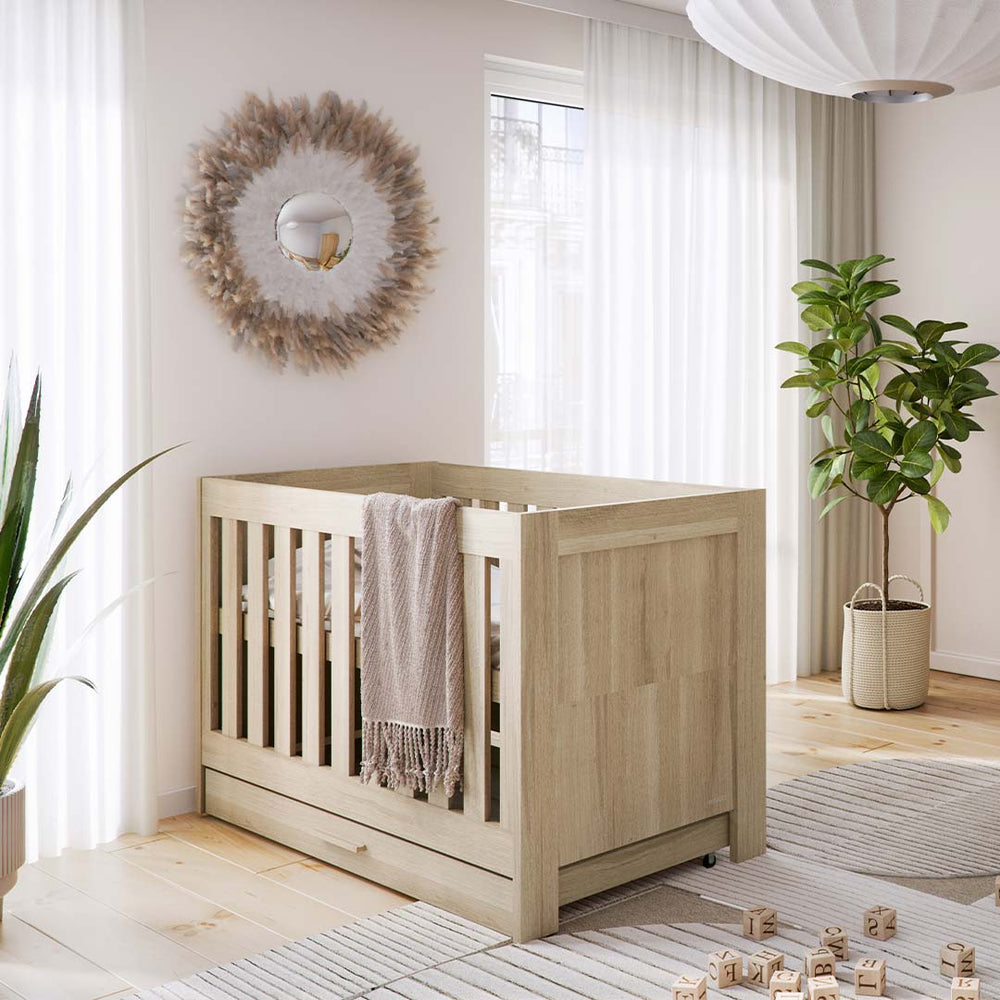 Venicci Forenzo Cot Bed With Underdrawer - Honey Oak-Cot Beds-No Mattress- | Natural Baby Shower