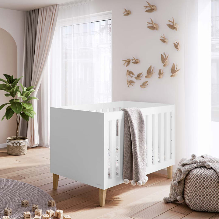 Venicci Saluzzo Cot Bed + Chest + Wardrobe - Premium White-Nursery Sets-No Mattress- | Natural Baby Shower