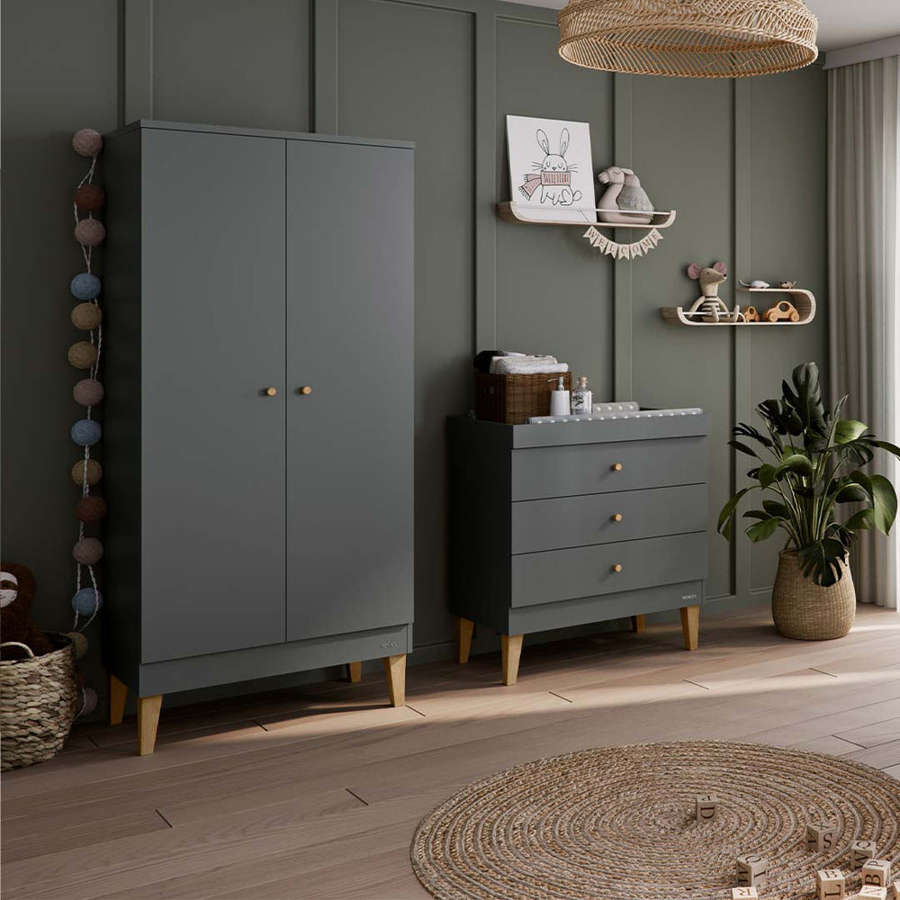 Venicci Saluzzo Wardrobe - Graphite-Wardrobes-Graphite- | Natural Baby Shower