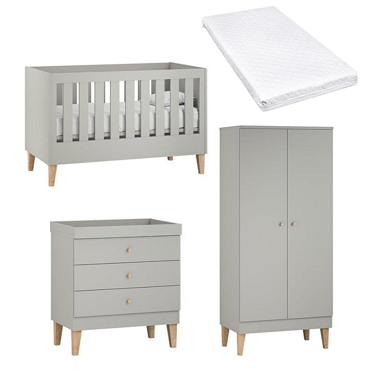 Venicci Saluzzo Cot Bed + Chest + Wardrobe - Warm Grey-Nursery Sets-Venicci Premium Pocket Sprung Mattress- | Natural Baby Shower