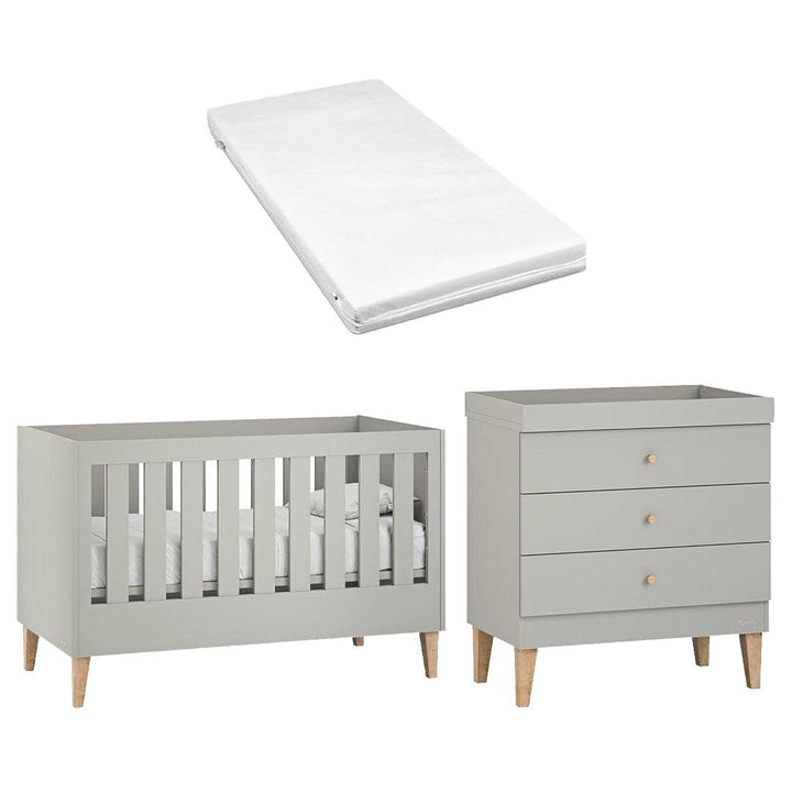 Venicci Saluzzo Cot Bed + Chest - Warm Grey-Nursery Sets-Venicci Eco Fibre Mattress- | Natural Baby Shower