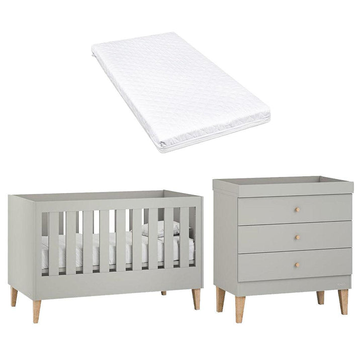 Venicci Saluzzo Cot Bed + Chest - Warm Grey-Nursery Sets-Venicci Premium Pocket Sprung Mattress- | Natural Baby Shower
