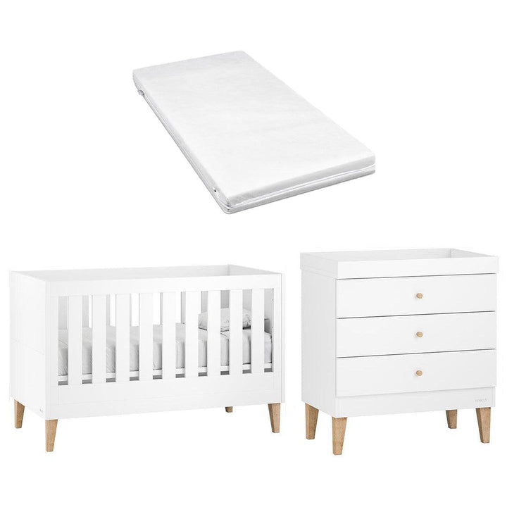 Venicci Saluzzo Cot Bed + Chest - Premium White-Nursery Sets-Venicci Eco Fibre Mattress- | Natural Baby Shower