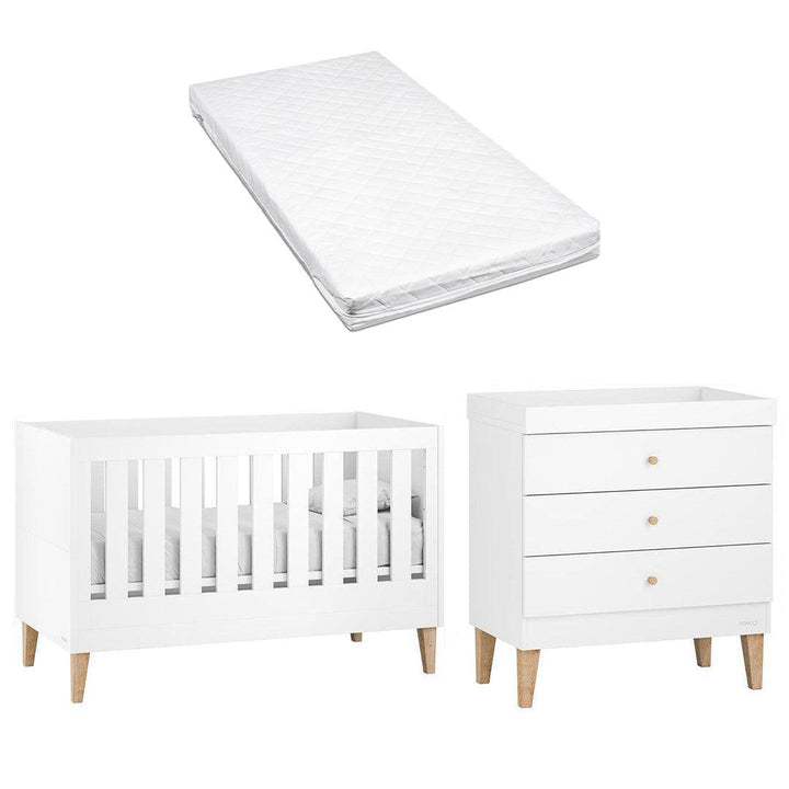 Venicci Saluzzo Cot Bed + Chest - Premium White-Nursery Sets-Venicci Luxury Sprung Mattress- | Natural Baby Shower