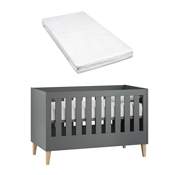 Venicci Saluzzo Cot Bed - Graphite-Cot Beds-Venicci Luxury Sprung Mattress- | Natural Baby Shower