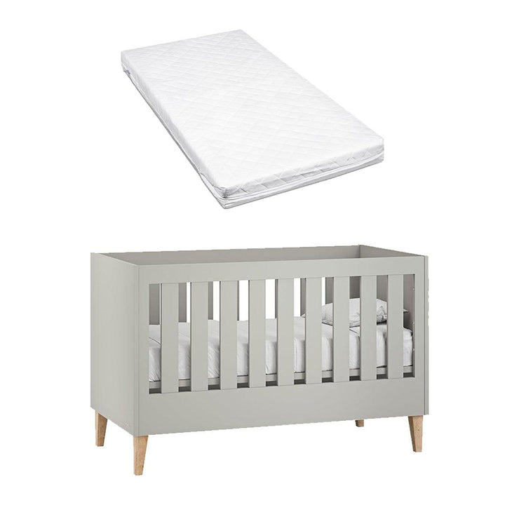 Venicci Saluzzo Cot Bed - Warm Grey-Cot Beds-Venicci Luxury Sprung Mattress- | Natural Baby Shower