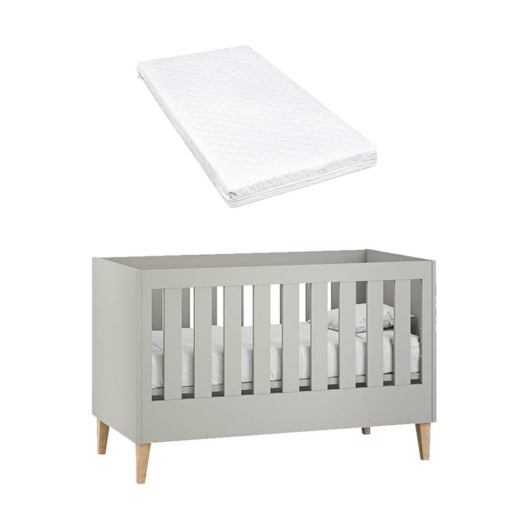Venicci Saluzzo Cot Bed - Warm Grey-Cot Beds-Venicci Premium Pocket Sprung Mattress- | Natural Baby Shower