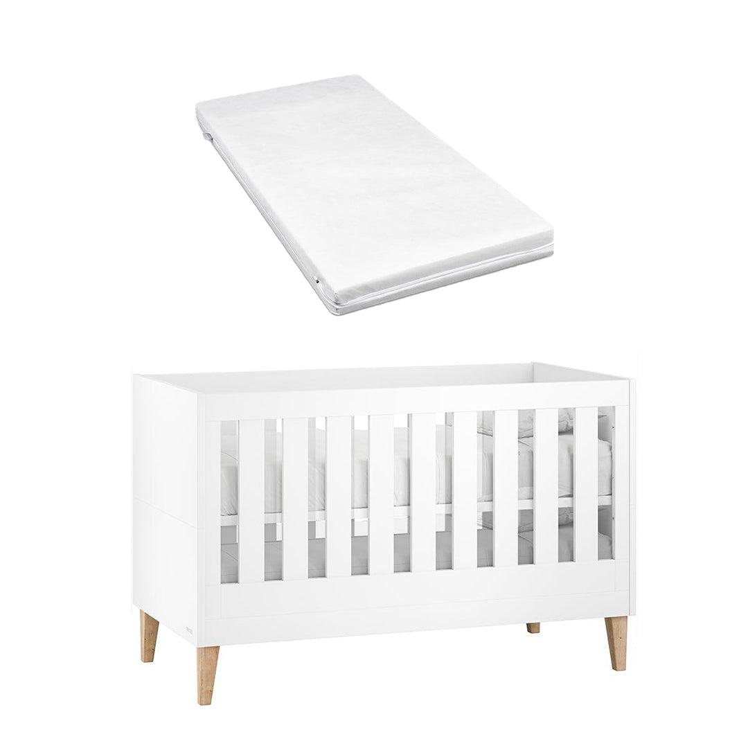 Venicci Saluzzo Cot Bed - Premium White-Cot Beds-Venicci Eco Fibre Mattress- | Natural Baby Shower