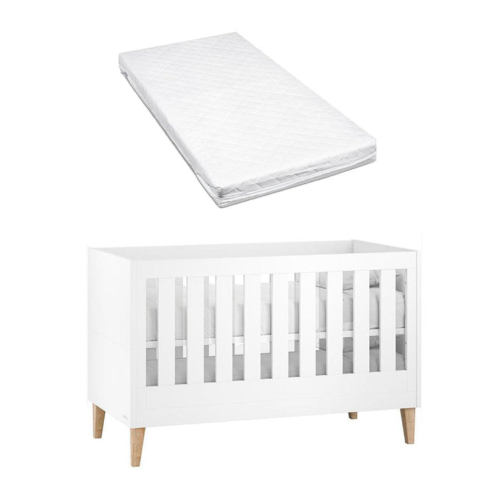 Venicci Saluzzo Cot Bed - Premium White-Cot Beds-Venicci Luxury Sprung Mattress- | Natural Baby Shower