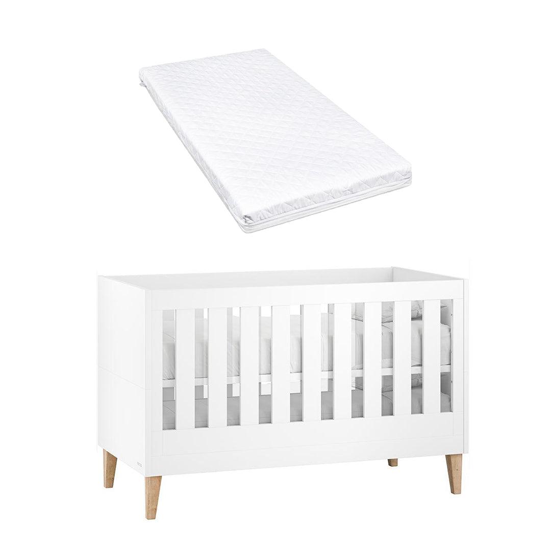Venicci Saluzzo Cot Bed - Premium White-Cot Beds-Venicci Premium Pocket Sprung Mattress- | Natural Baby Shower