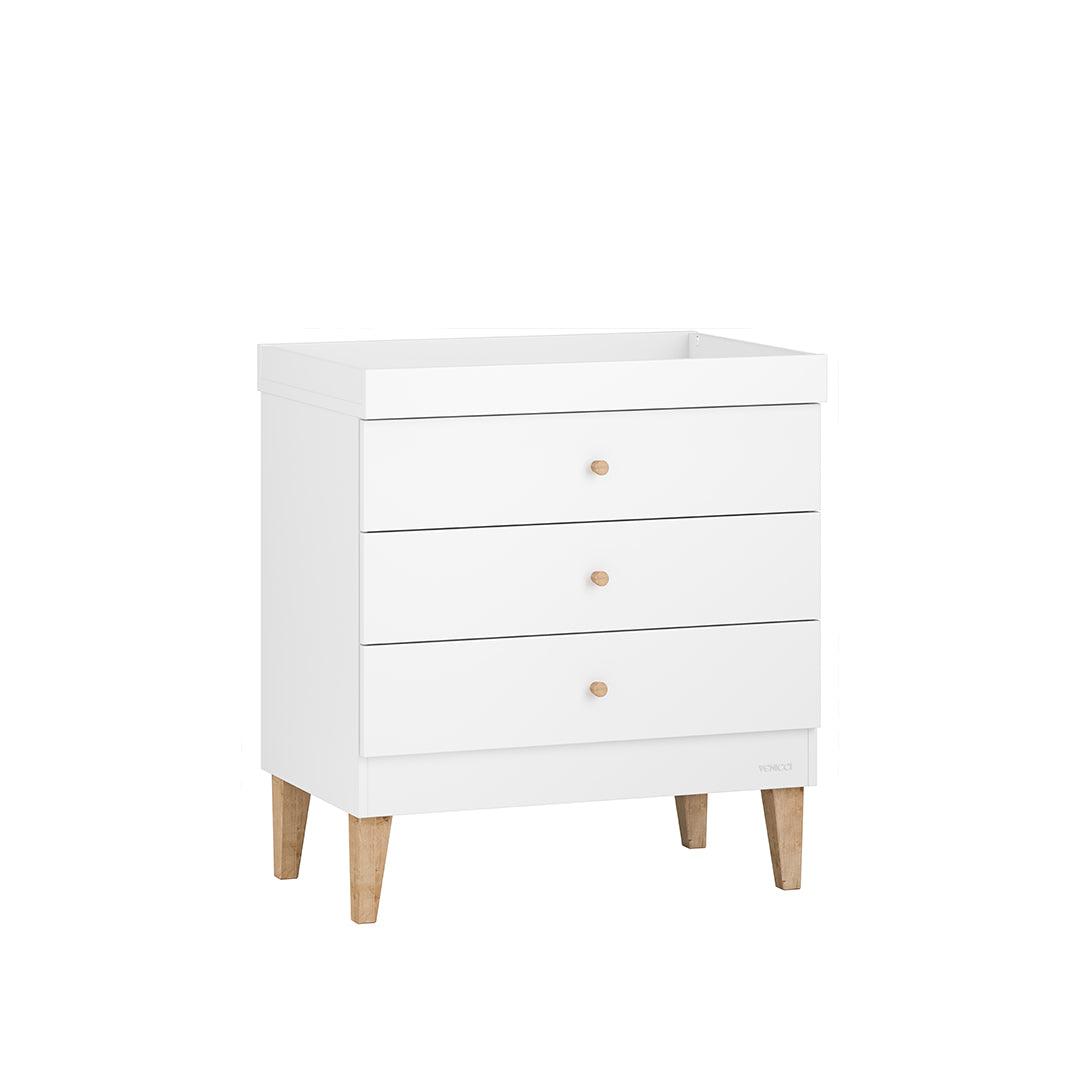 Venicci Saluzzo Cot Bed + Chest + Wardrobe - Premium White-Nursery Sets-No Mattress- | Natural Baby Shower